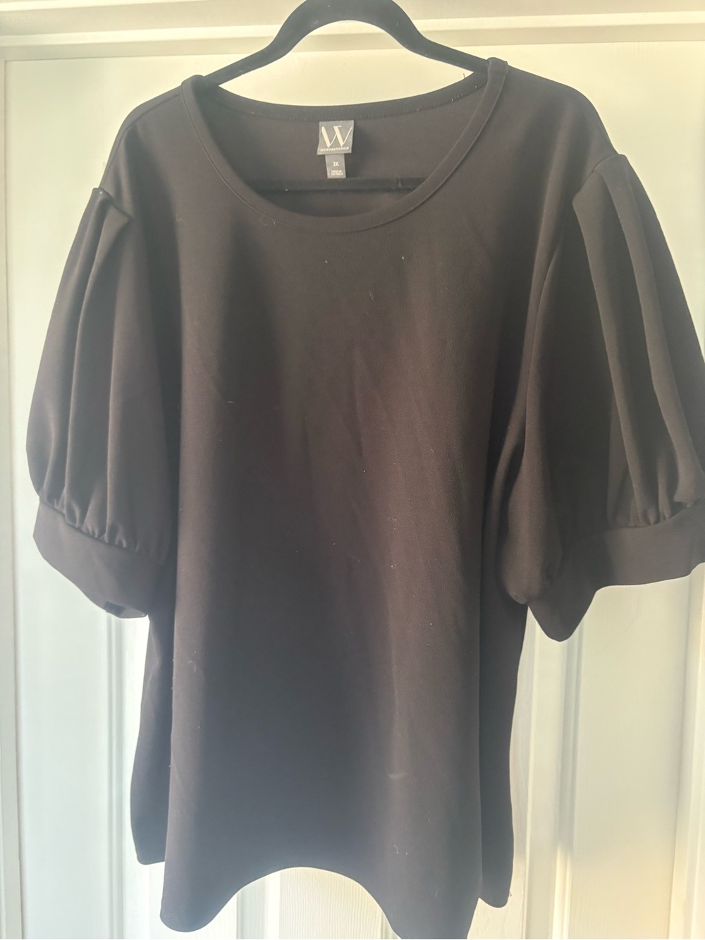 Worthington Black Puff Sleeve Tee